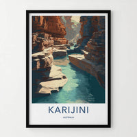 Karijini Poster - Australia Travel Art - Deep Gorge River Home Decor