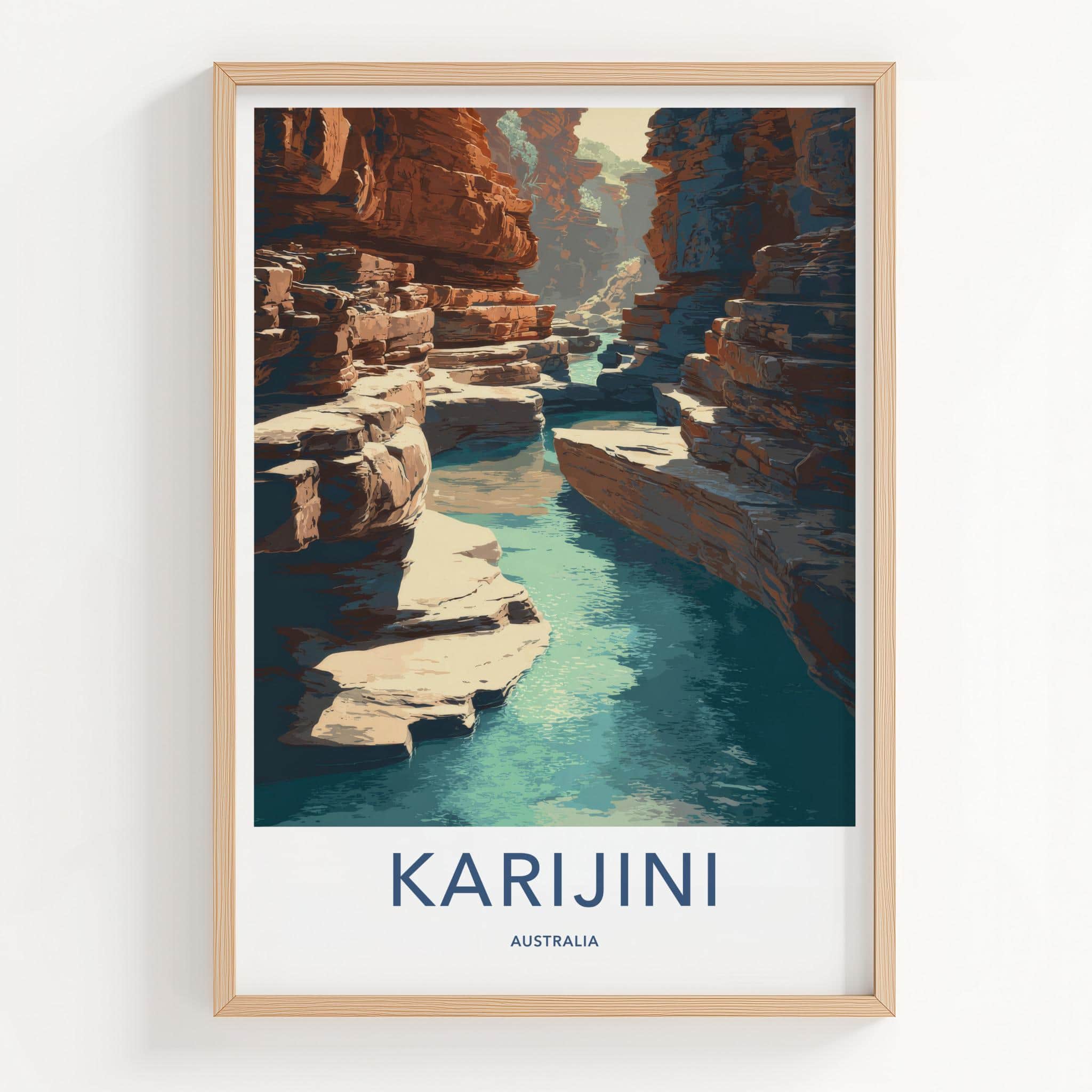 Karijini Poster - Australia Travel Art - Deep Gorge River Home Decor