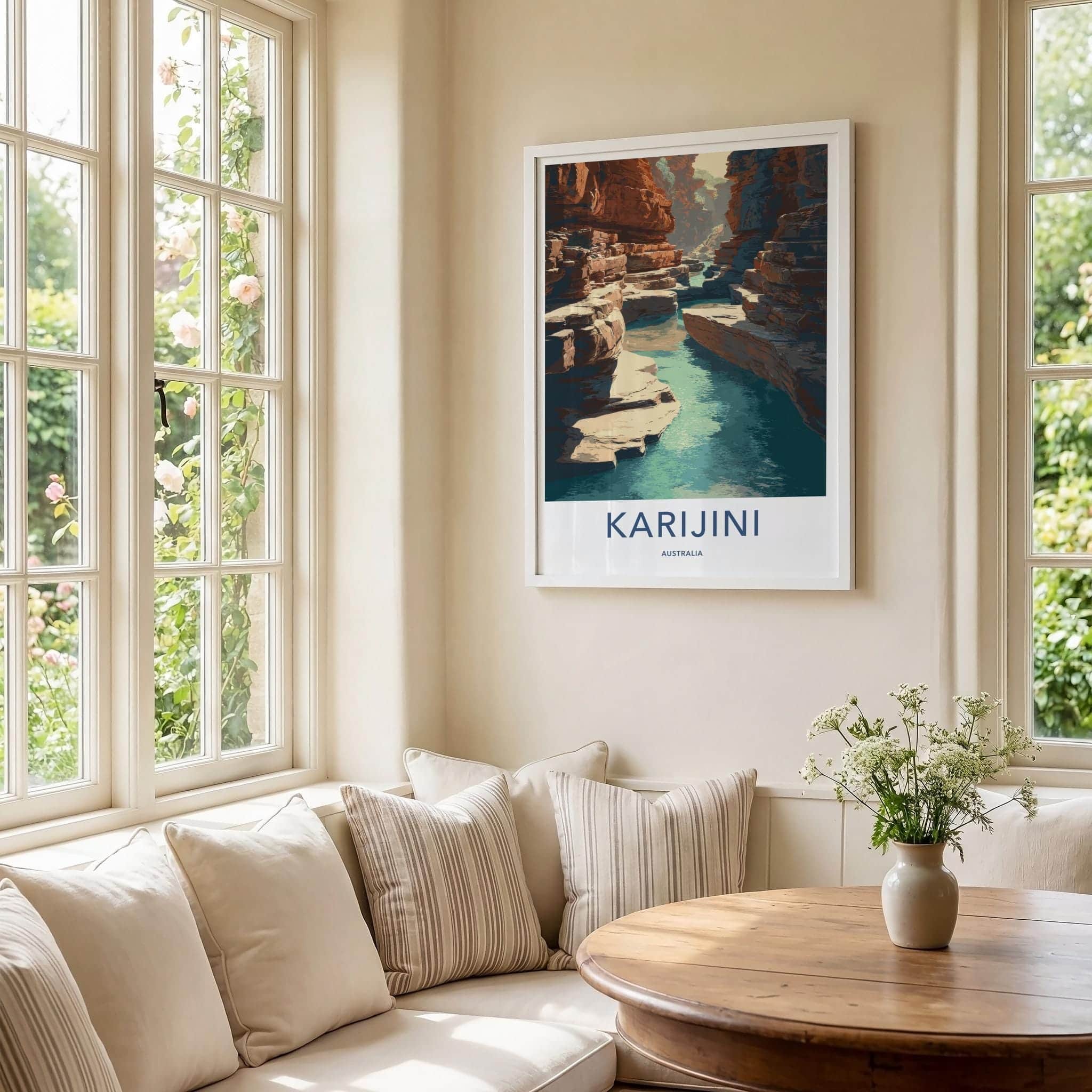 Karijini Poster - Australia Travel Art - Deep Gorge River Home Decor