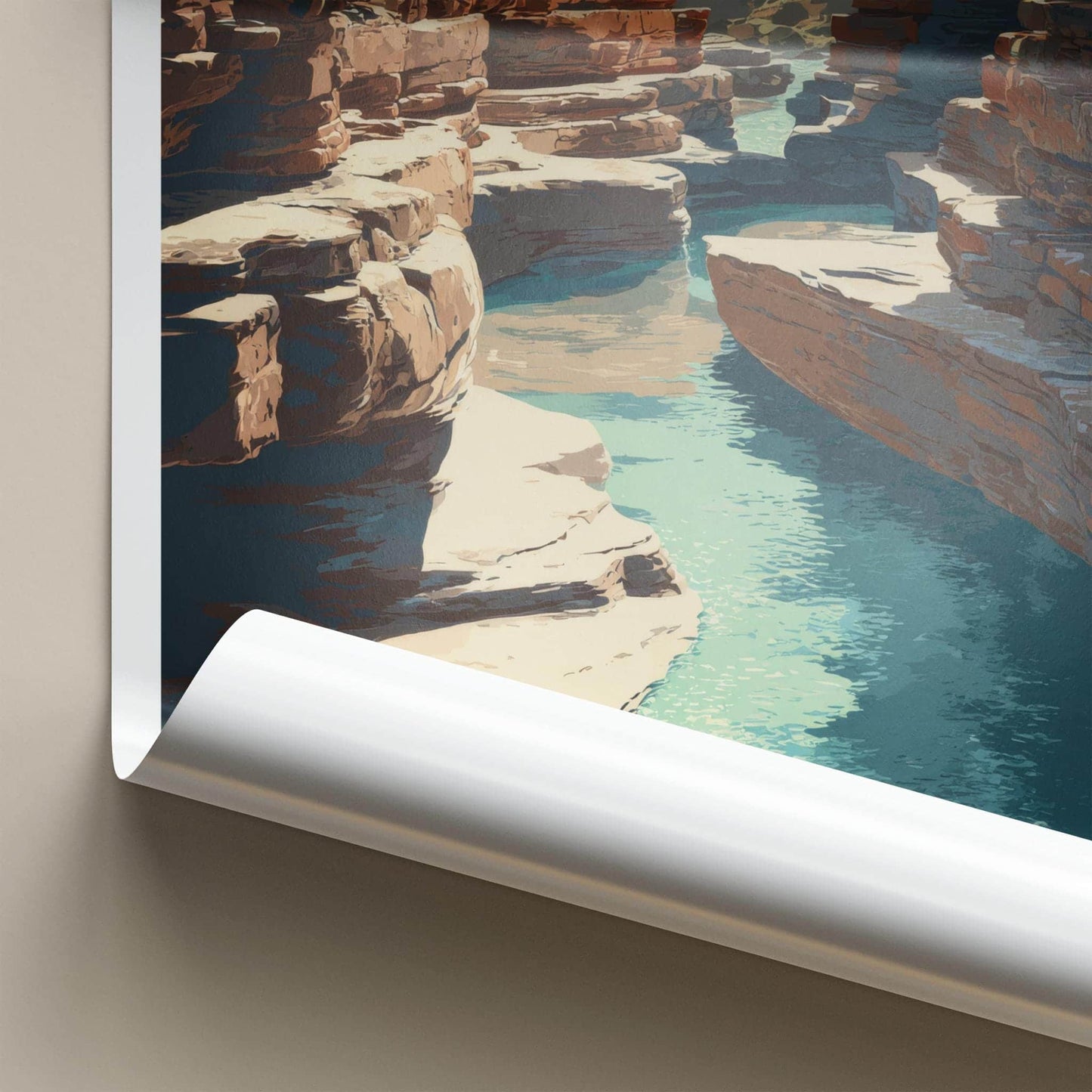 Karijini Poster - Australia Travel Art - Deep Gorge River Home Decor