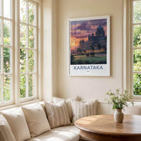 Karnataka Poster - India Travel Art - Karnataka Dusk Palace Elephants Home Decor