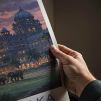 Karnataka Poster - India Travel Art - Karnataka Dusk Palace Elephants Home Decor
