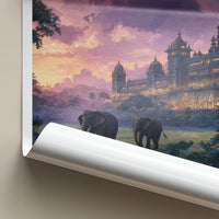 Karnataka Poster - India Travel Art - Karnataka Elephants Sunset Home Decor