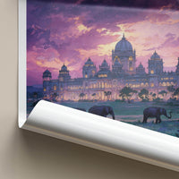 Karnataka Poster - India Travel Art - Karnataka Sunset Palace Elephants Home Decor