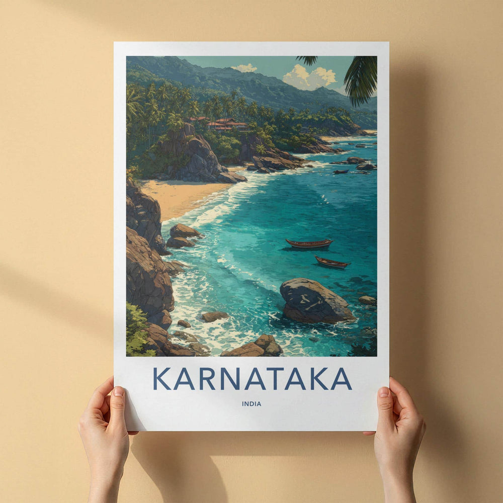 Karnataka Poster - India Travel Art - Karnataka Tropical Shore Home Decor