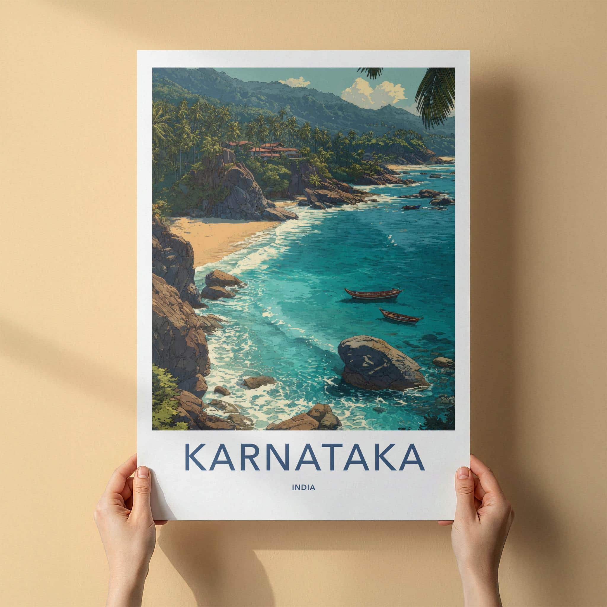Karnataka Poster - India Travel Art - Karnataka Tropical Shore Home Decor