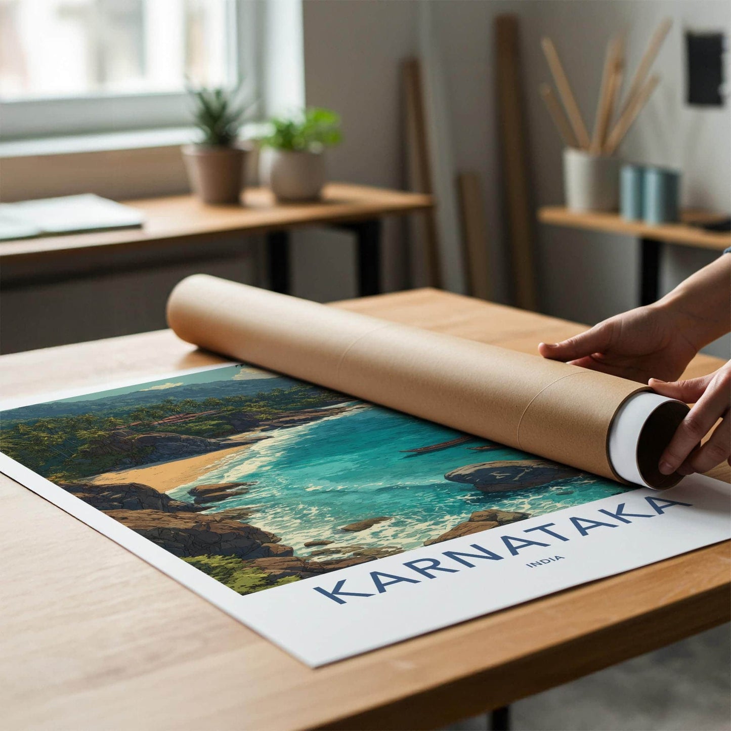 Karnataka Poster - India Travel Art - Karnataka Tropical Shore Home Decor