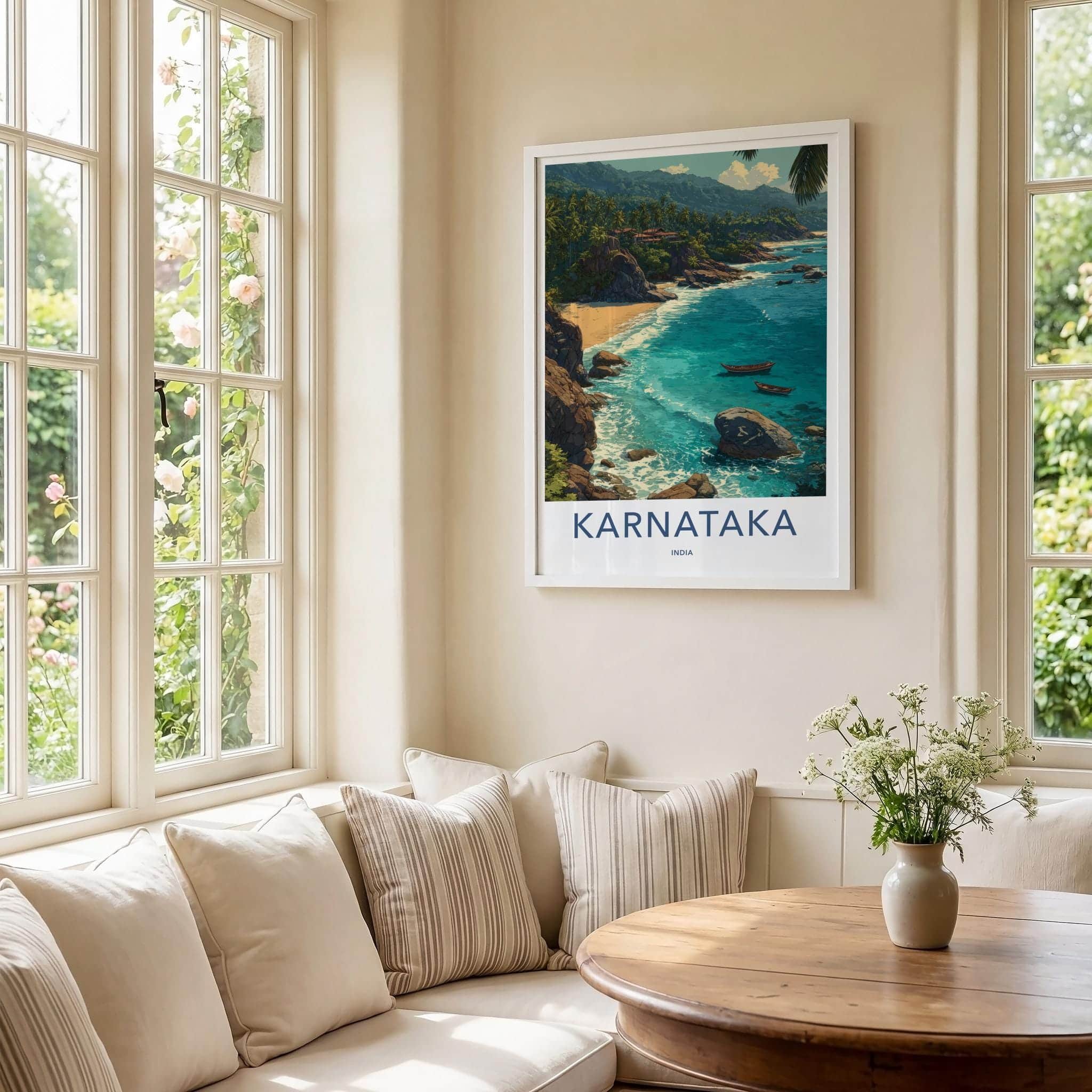 Karnataka Poster - India Travel Art - Karnataka Tropical Shore Home Decor