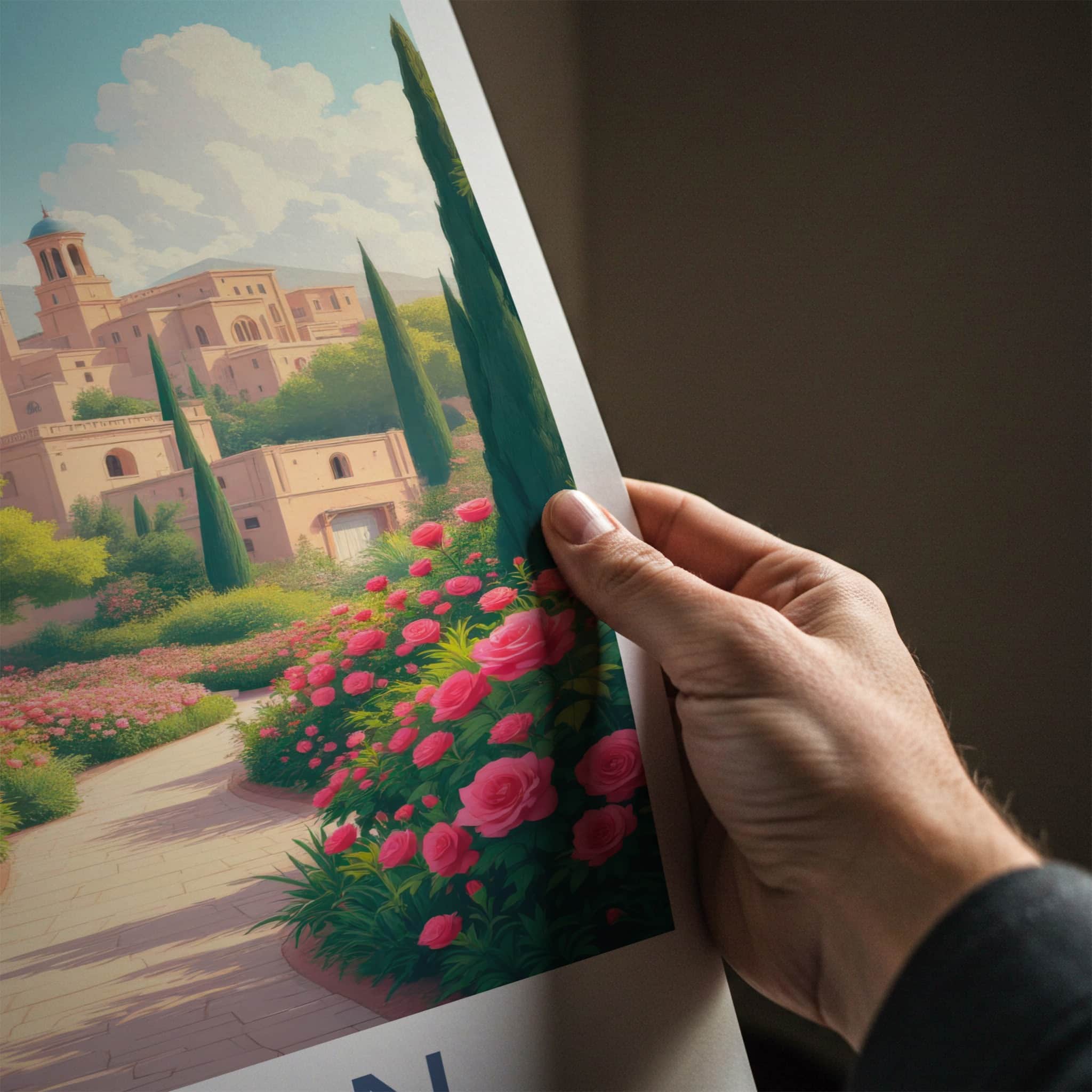 Kashan Poster - Iran Travel Art - Flowering Garden Path Home Decor