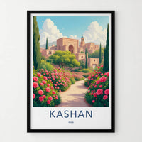 Kashan Poster - Iran Travel Art - Flowering Garden Path Home Decor