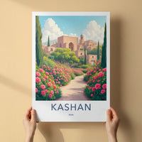 Kashan Poster - Iran Travel Art - Flowering Garden Path Home Decor