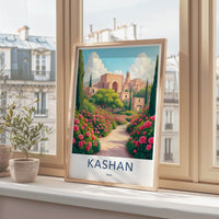 Kashan Poster - Iran Travel Art - Flowering Garden Path Home Decor