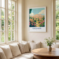 Kashan Poster - Iran Travel Art - Pink Roses Landscape Home Decor