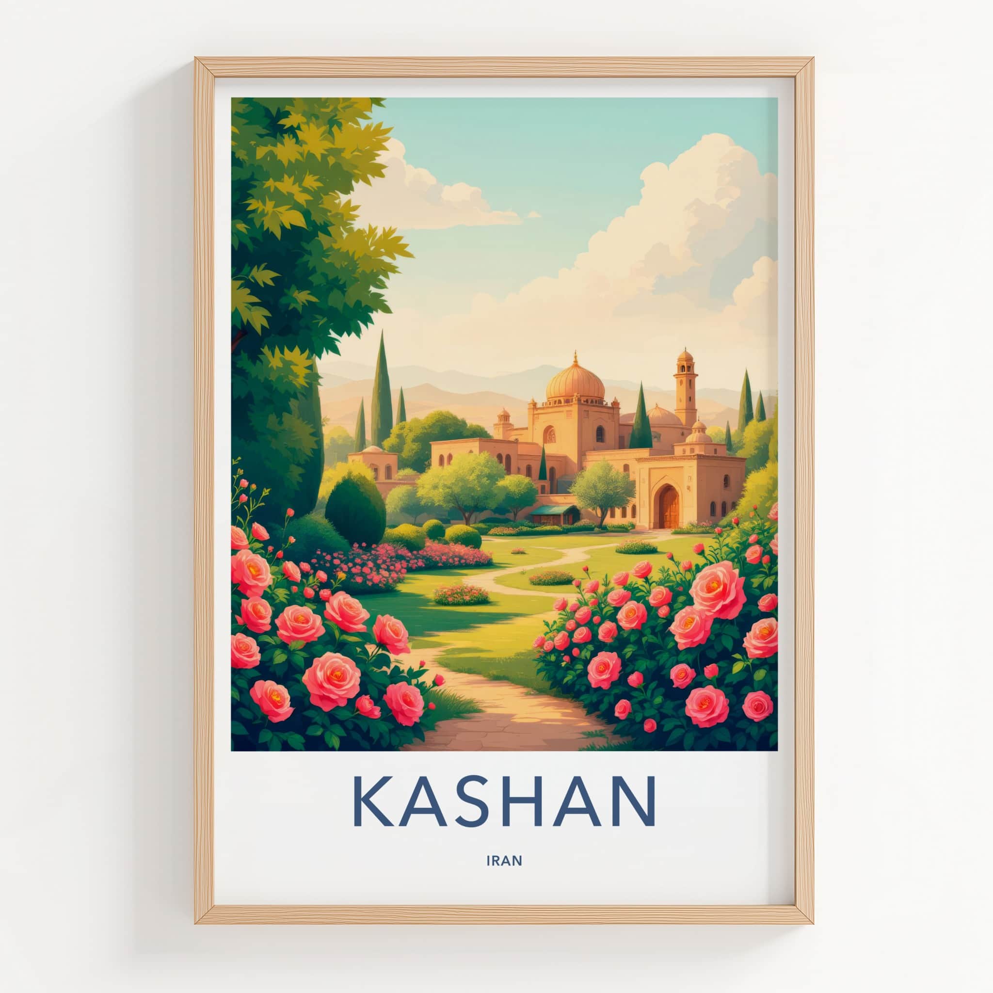 Kashan Poster - Iran Travel Print - Historic Persian Garden Lounge Decor