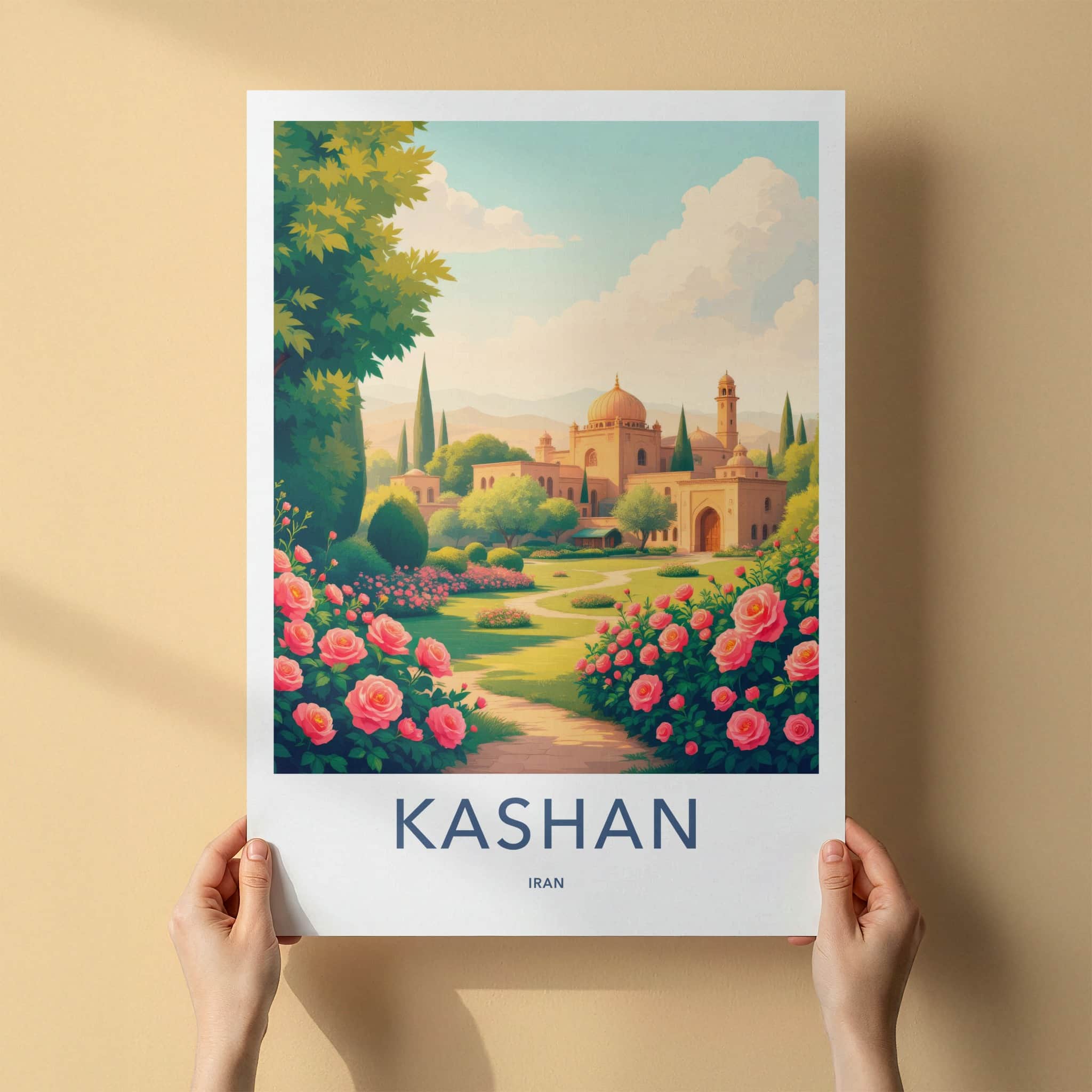 Kashan Poster - Iran Travel Print - Historic Persian Garden Lounge Decor