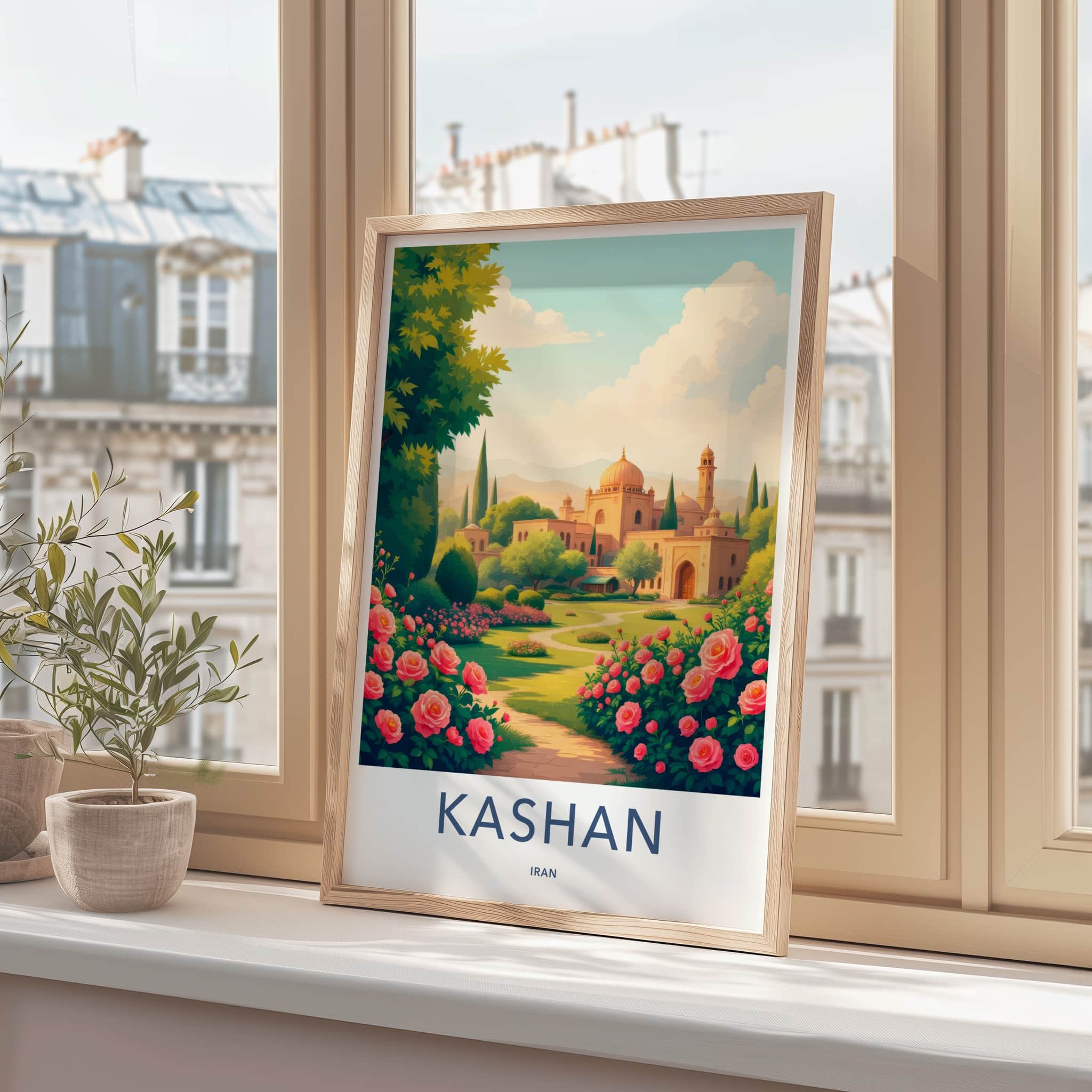 Kashan Poster - Iran Travel Print - Historic Persian Garden Lounge Decor
