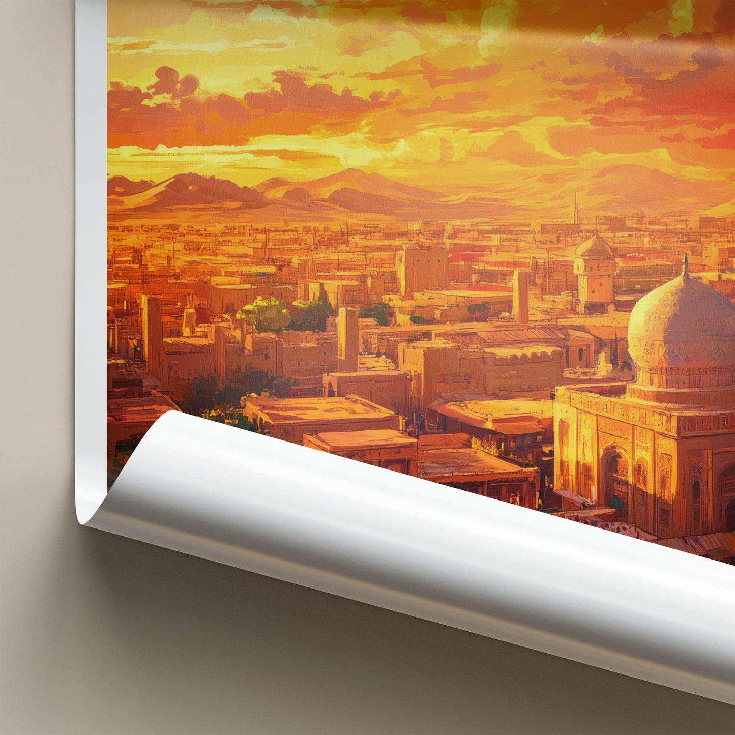 Kashgar Poster - China Travel Art - Vibrant City Mountains Home Decor