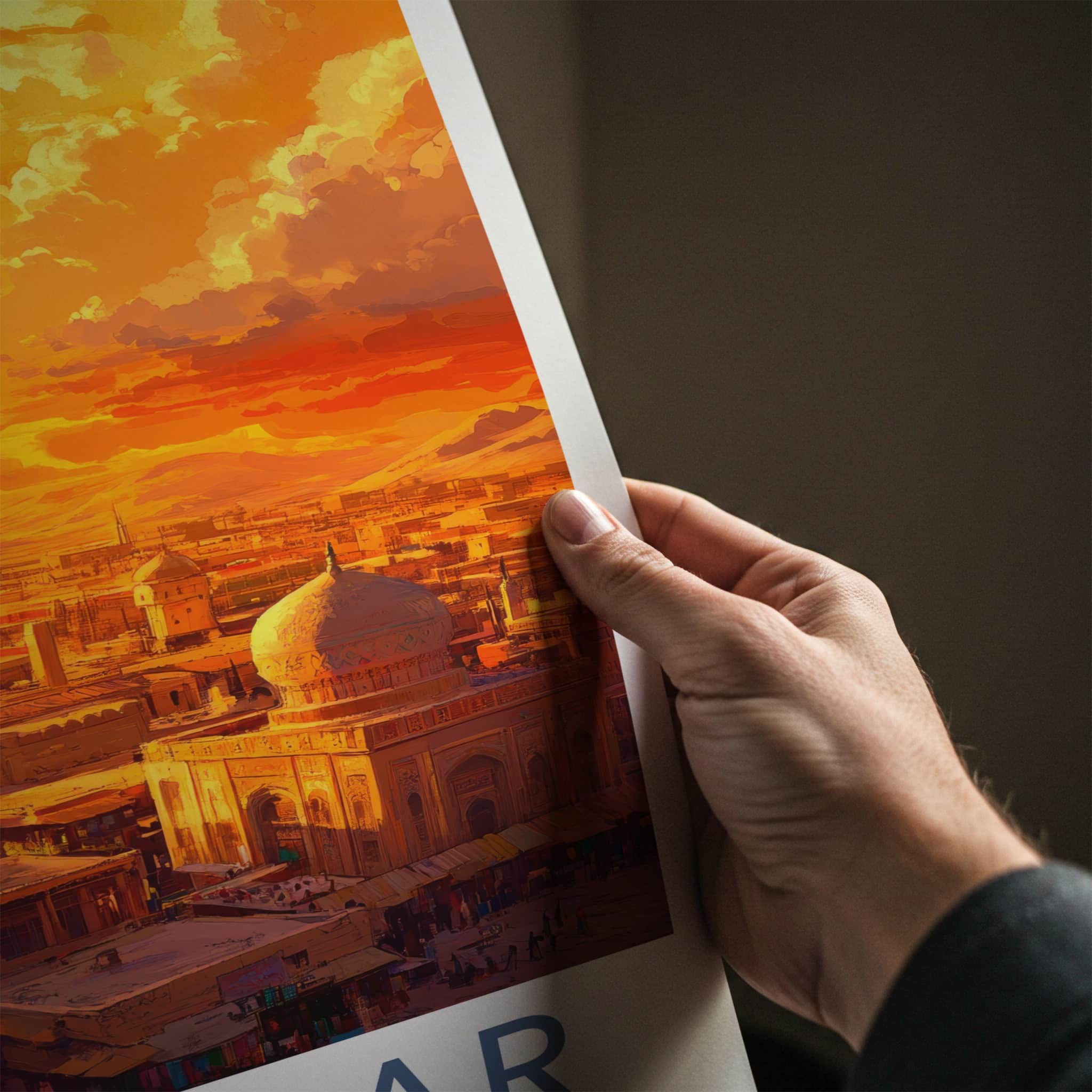 Kashgar Poster - China Travel Art - Vibrant City Mountains Home Decor
