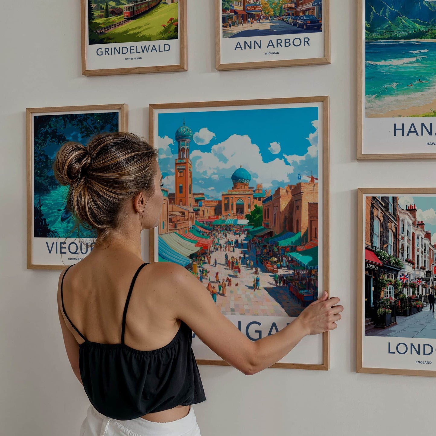 Kashgar Poster - China Travel Art - Vibrant Market Street Home Decor