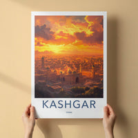 Kashgar Poster - China Wall Art - Fiery Sunset City Home Decor