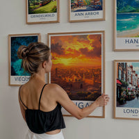 Kashgar Poster - China Wall Art - Fiery Sunset City Home Decor
