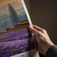 Kashmir Poster - India Travel Art - Jammu Kashmir Purple Field View Home Decor