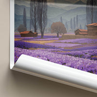 Kashmir Poster - India Travel Art - Jammu Kashmir Purple Field View Home Decor