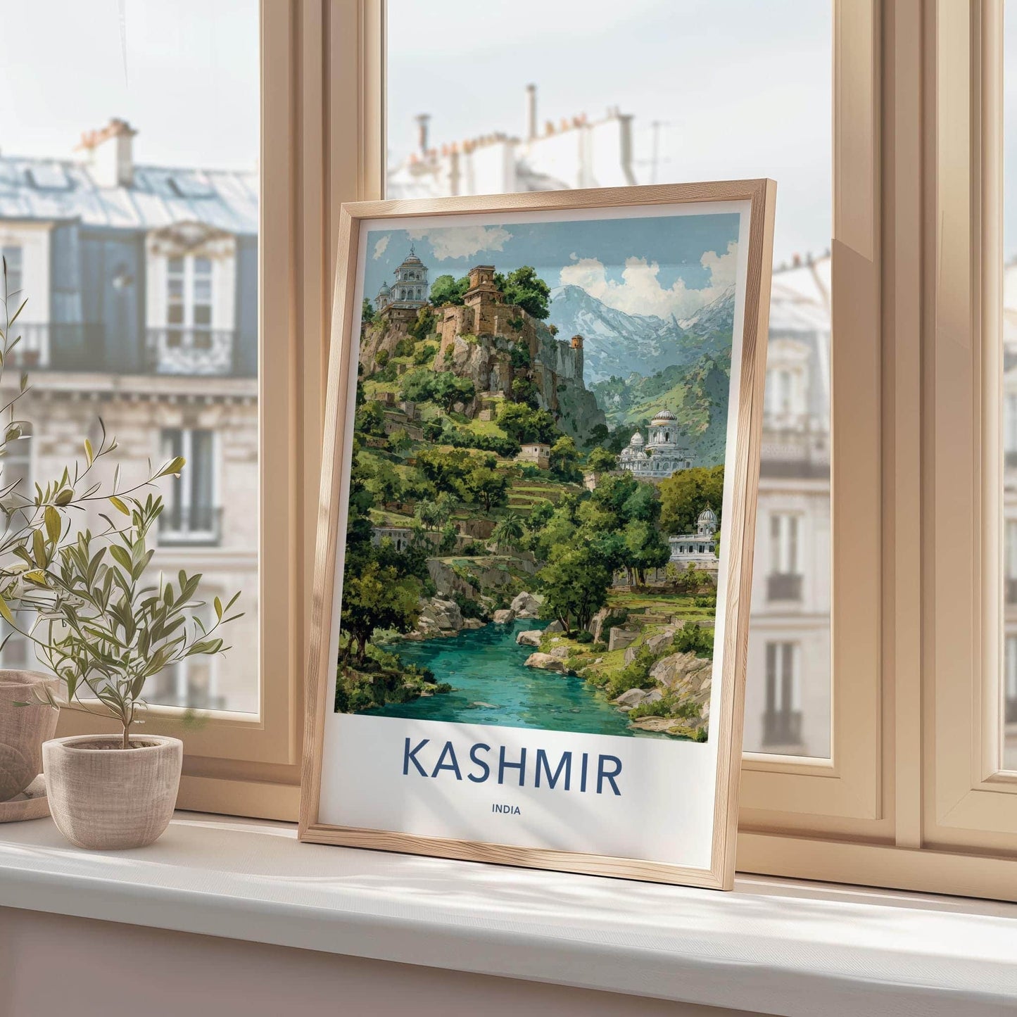 Kashmir Poster - India Travel Art - Kashmir Himalayan River Valley Gallery Art