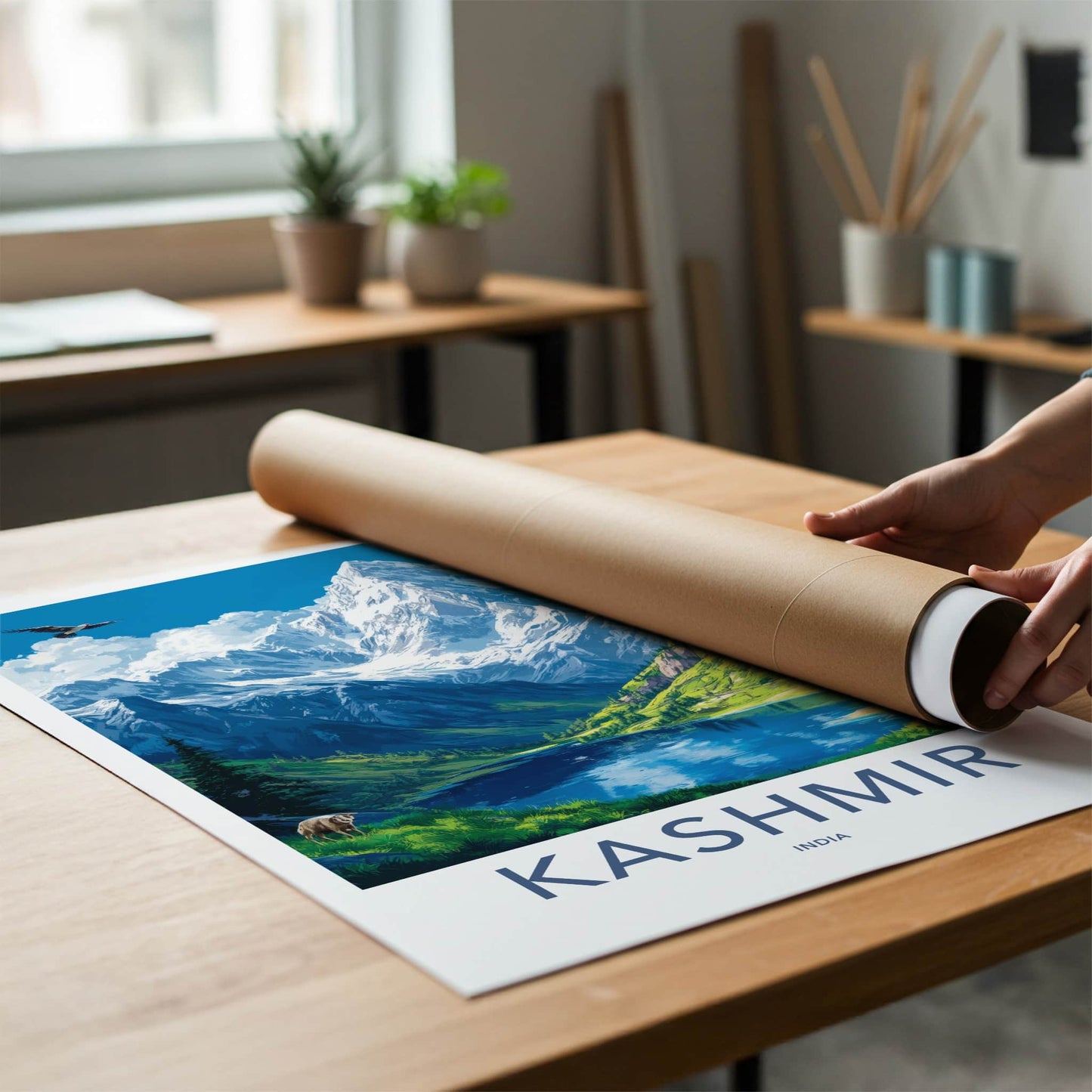 Kashmir Poster - India Travel Art - Kashmir Majestic Mountain Vista Home Decor