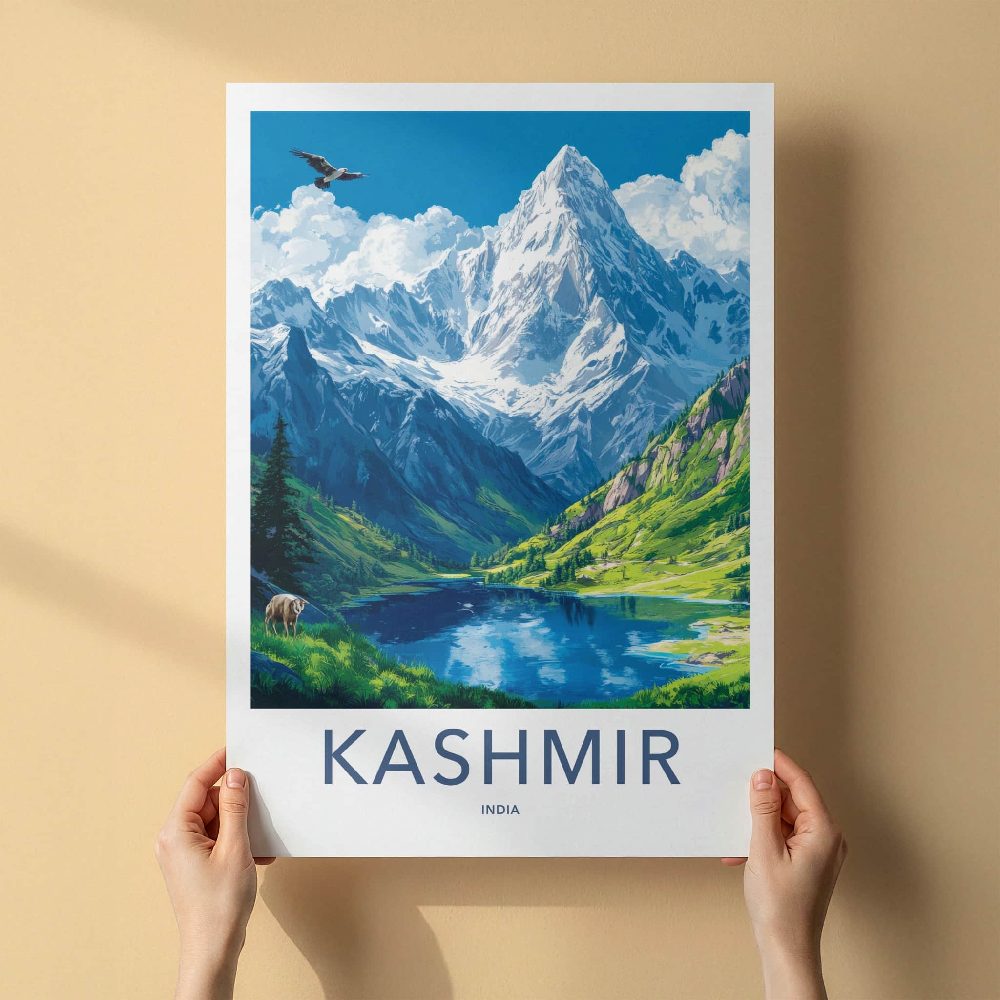 Kashmir Poster - India Travel Art - Kashmir Majestic Mountain Vista Home Decor