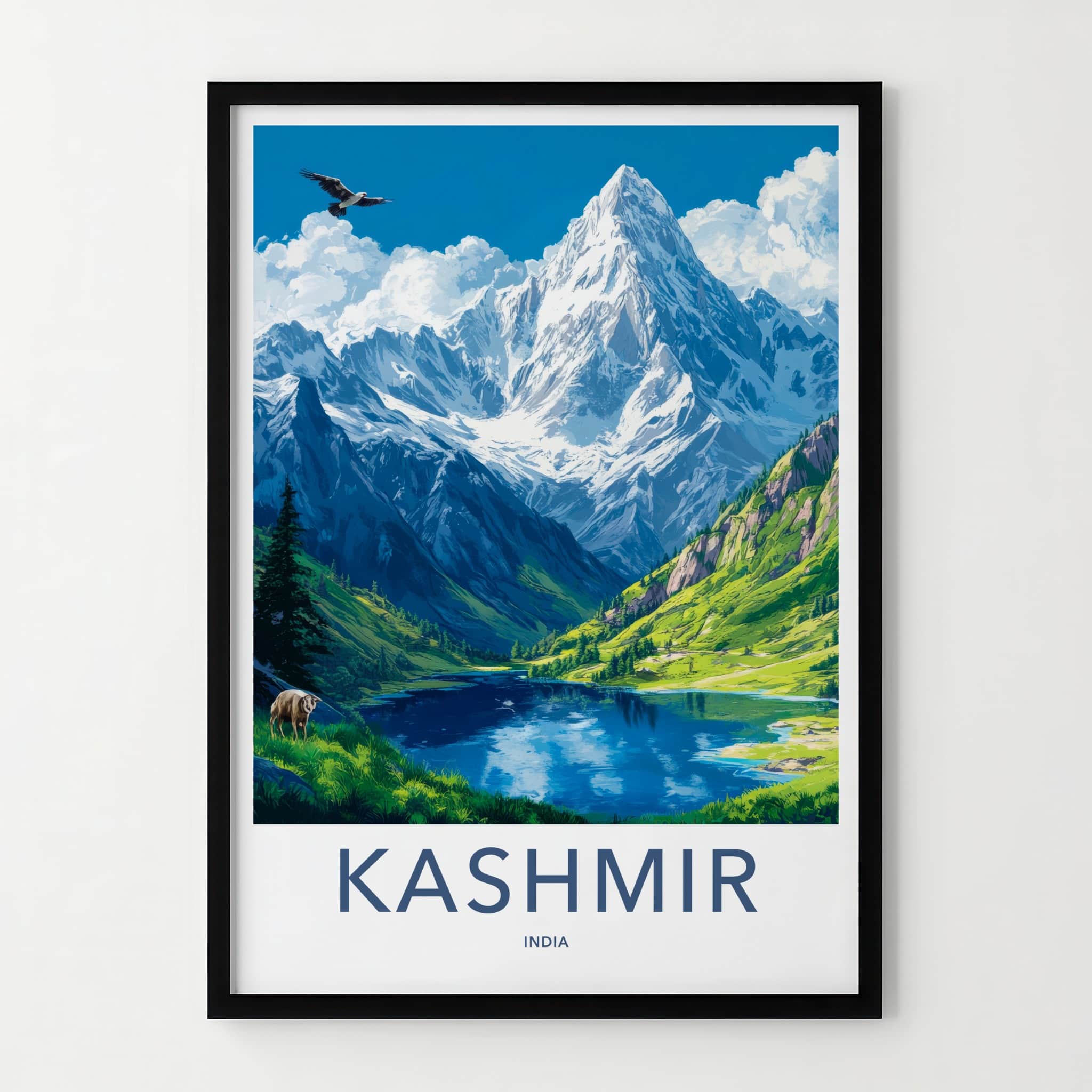 Kashmir Poster - India Travel Art - Kashmir Majestic Mountain Vista Home Decor