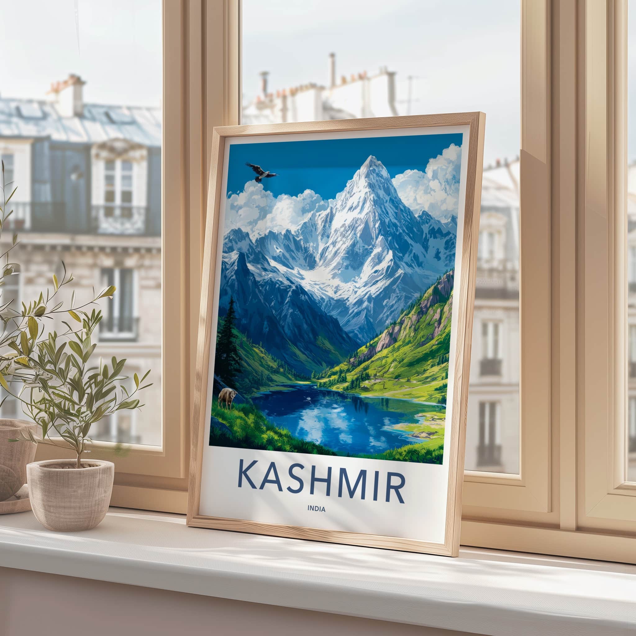 Kashmir Poster - India Travel Art - Kashmir Majestic Mountain Vista Home Decor