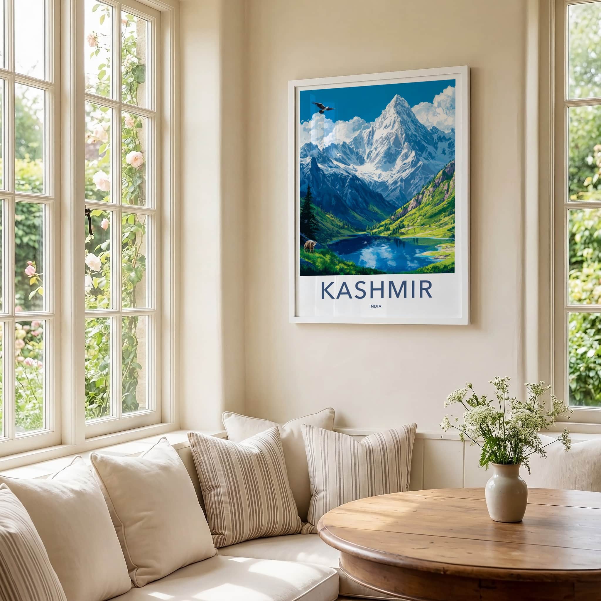 Kashmir Poster - India Travel Art - Kashmir Majestic Mountain Vista Home Decor