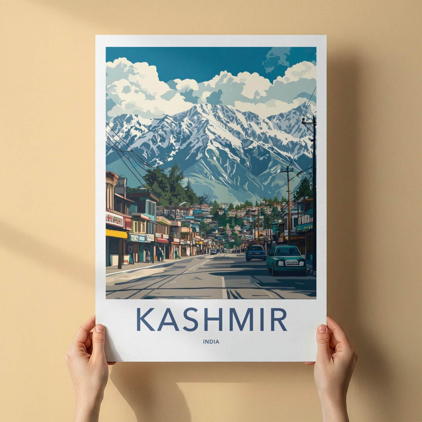 Kashmir Poster - India Travel Art - Kashmir Snow Capped Peak Home Decor