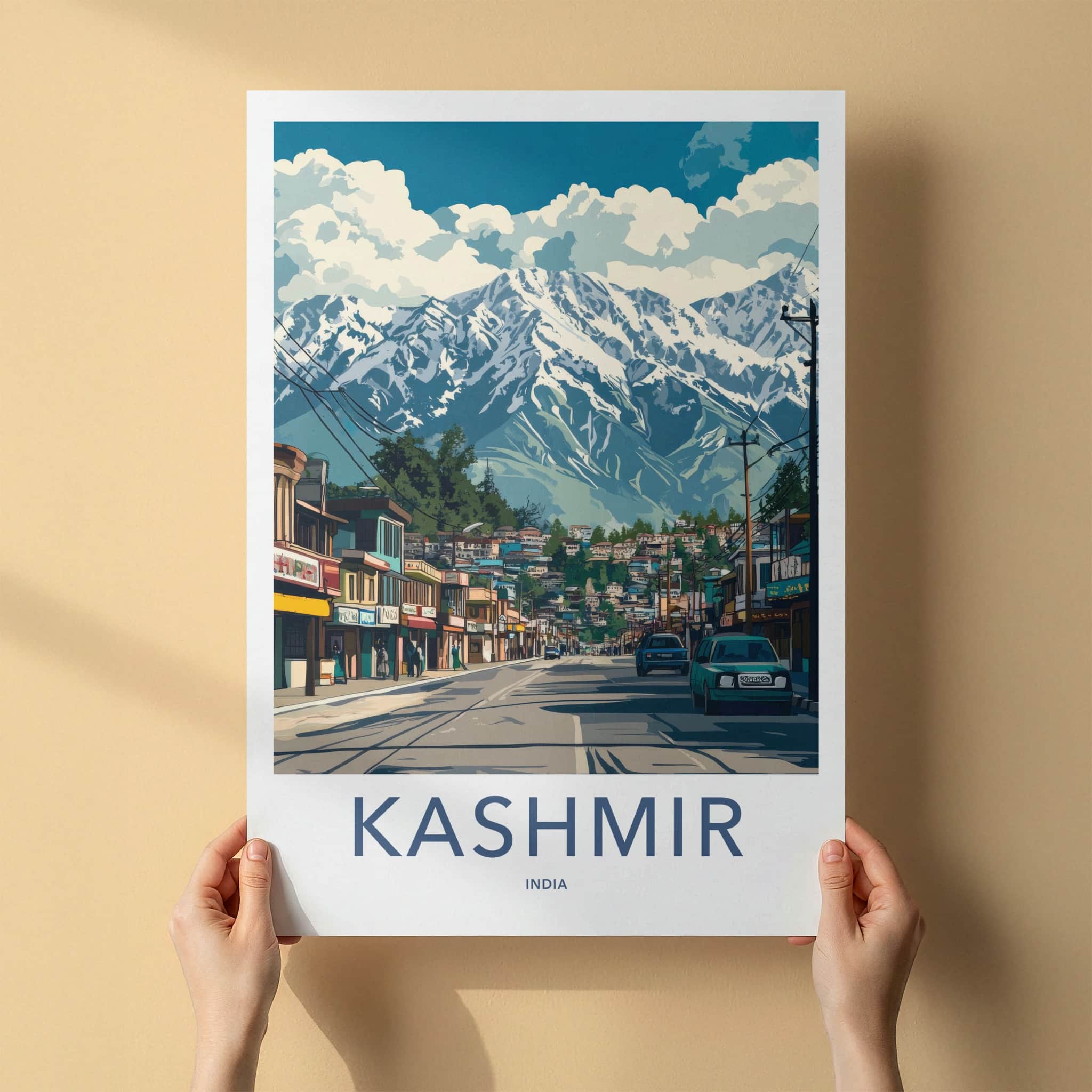 Kashmir Poster - India Travel Art - Kashmir Snow Capped Peak Home Decor