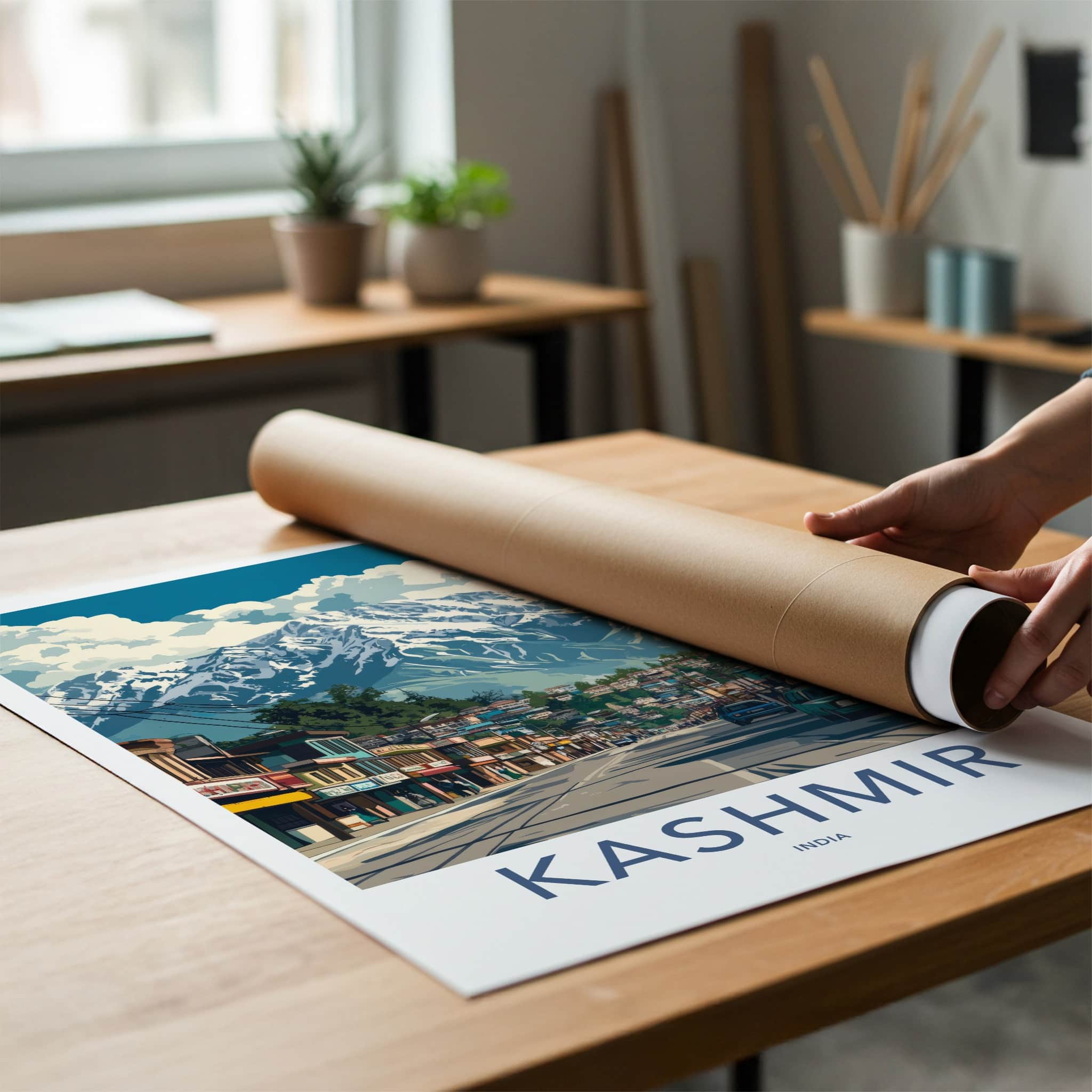 Kashmir Poster - India Travel Art - Kashmir Snow Capped Peak Home Decor