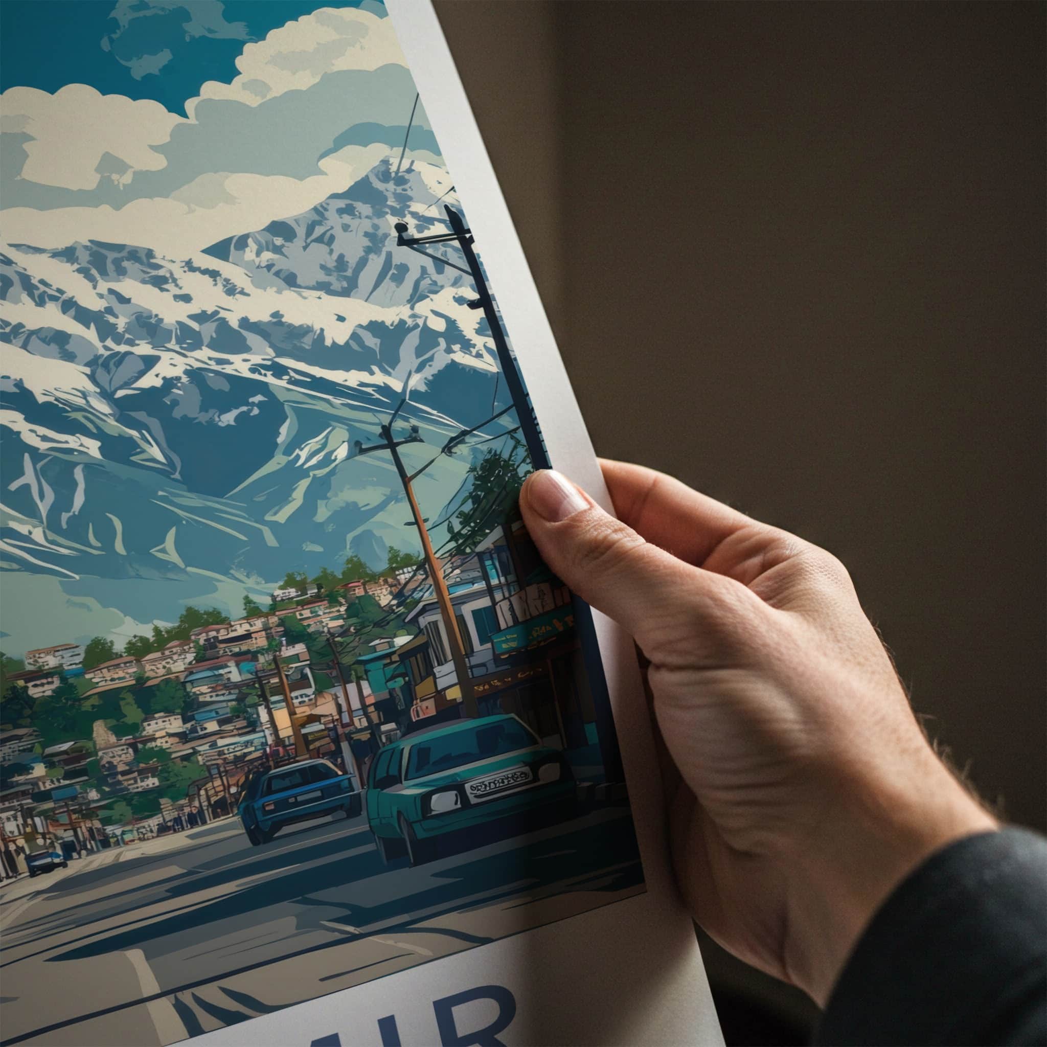 Kashmir Poster - India Travel Art - Kashmir Snow Capped Peak Home Decor