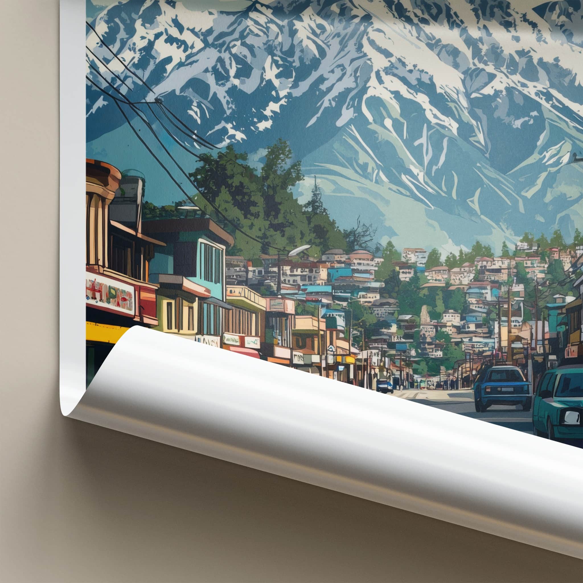 Kashmir Poster - India Travel Art - Kashmir Snow Capped Peak Home Decor