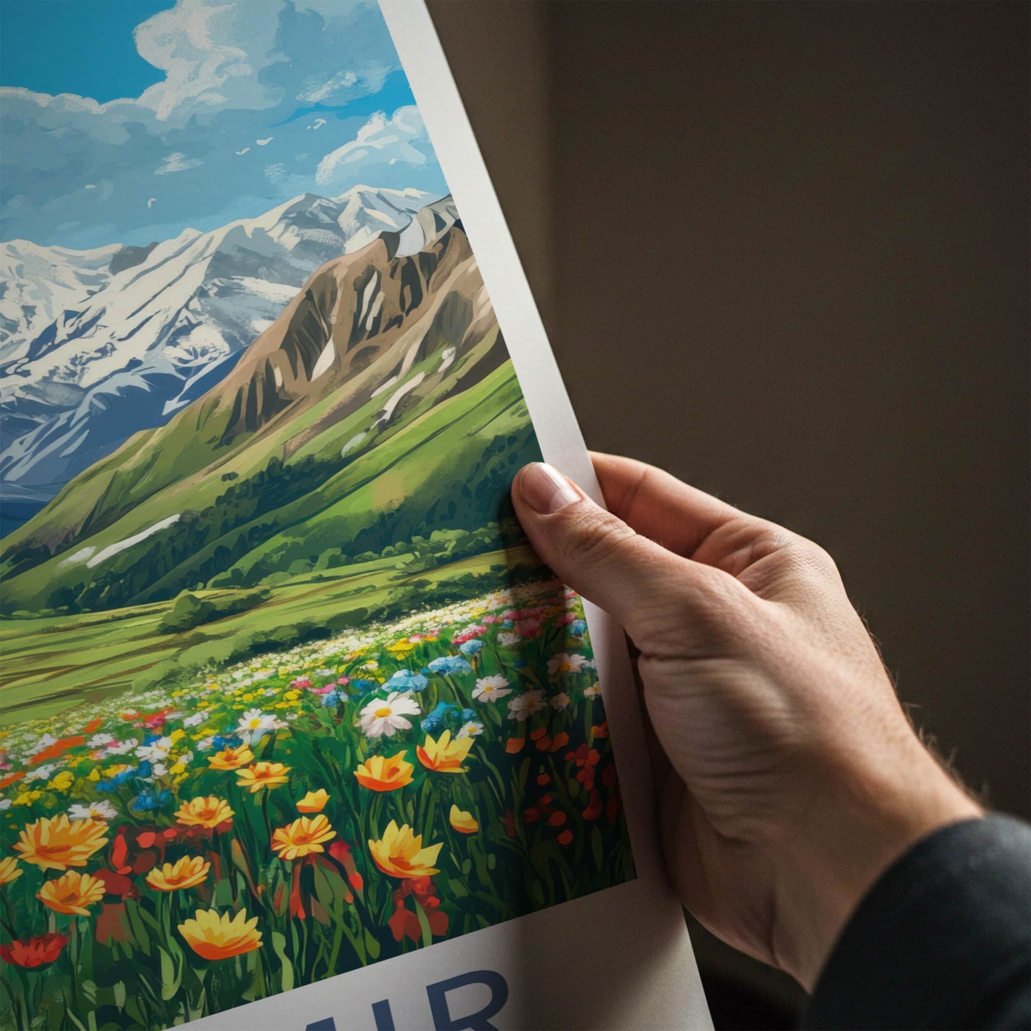 Kashmir Poster - India Travel Art - Kashmir Snow Covered Peaks Home Decor
