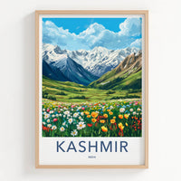 Kashmir Poster - India Travel Art - Kashmir Snow Covered Peaks Home Decor