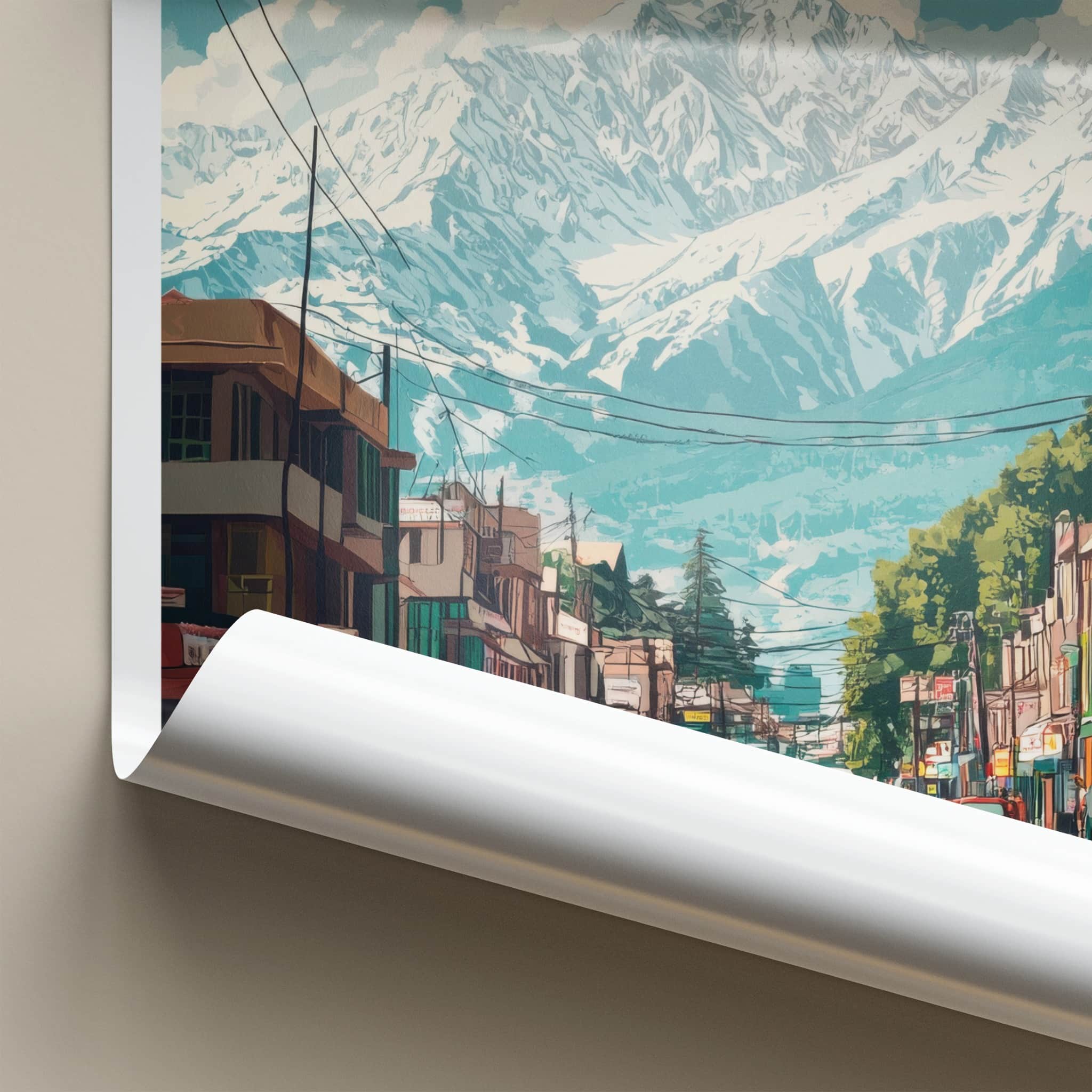 Kashmir Poster - India Travel Print - Kashmir Mountain Street Gallery Art