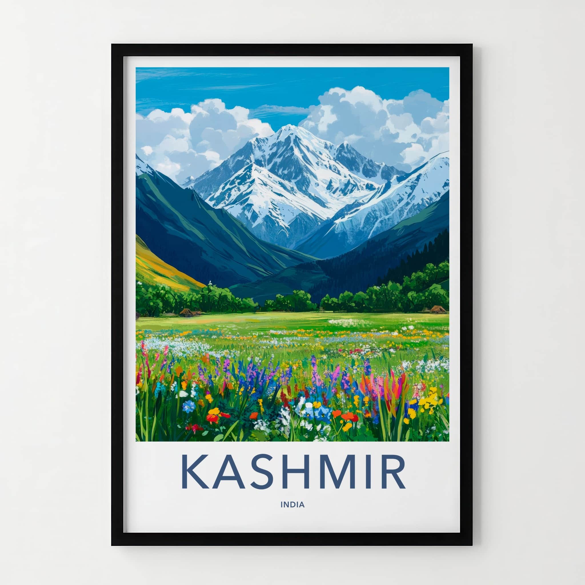 Kashmir Poster - India Travel Print - Kashmir Snowy Peaks Home Decor