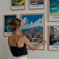 Kathmandu Poster - Nepal Travel Art - Golden Stupa City Home Decor