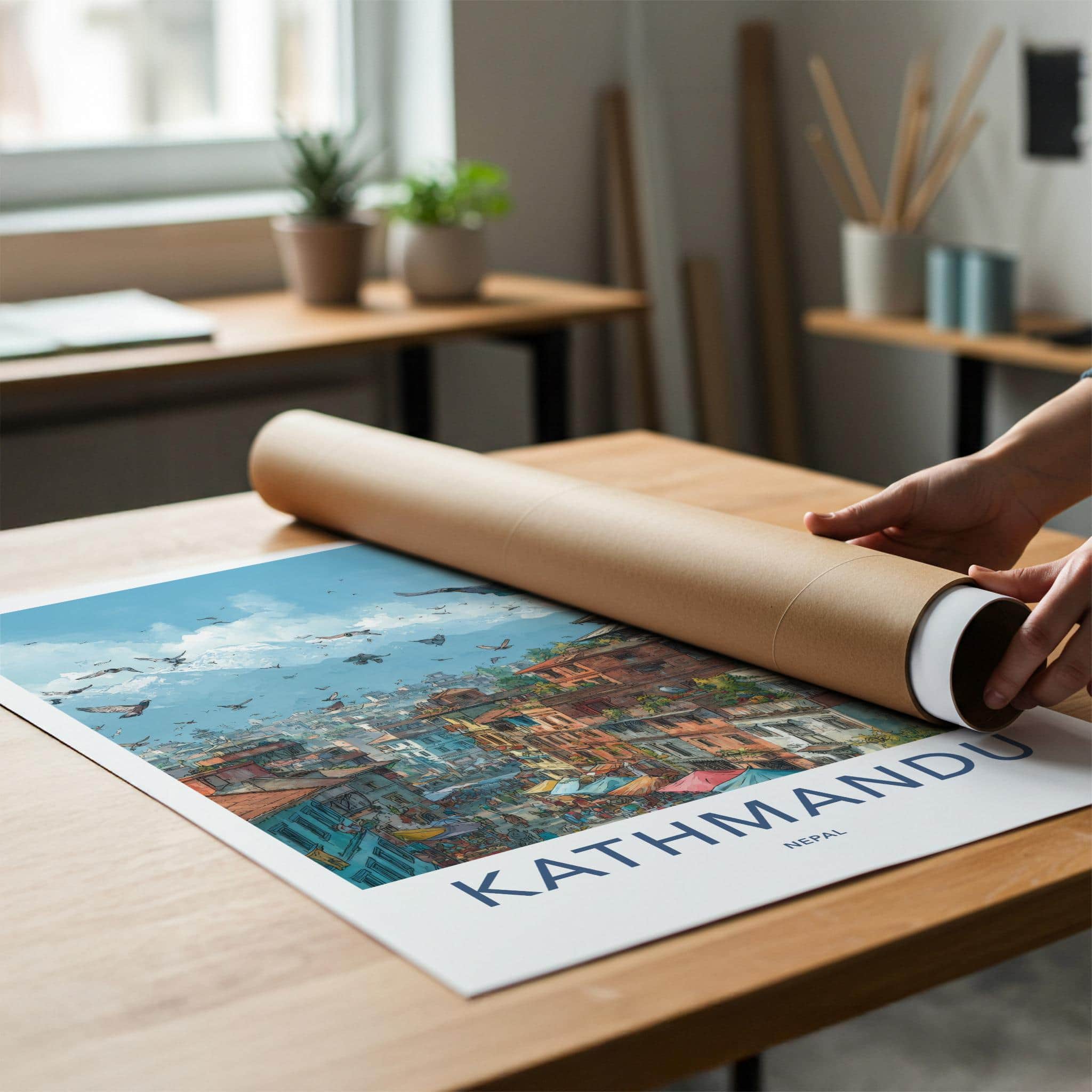 Kathmandu Poster - Nepal Travel Art - Himalayan Peaks City Home Decor