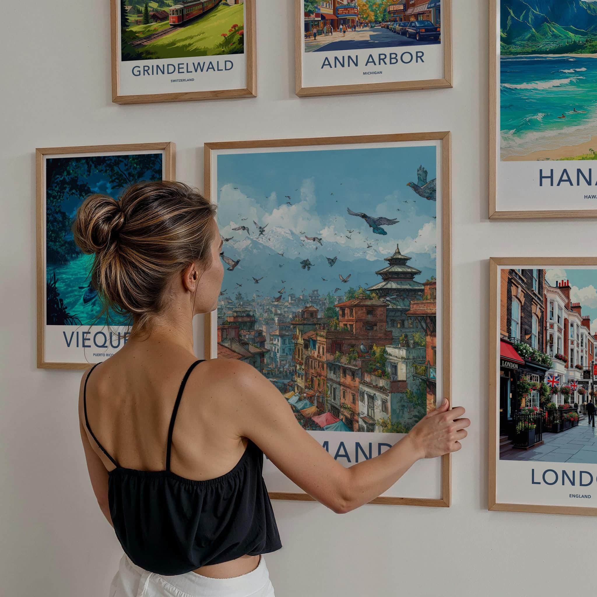 Kathmandu Poster - Nepal Travel Art - Himalayan Peaks City Home Decor