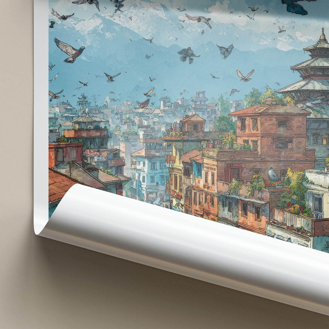 Kathmandu Poster - Nepal Travel Art - Himalayan Peaks City Home Decor