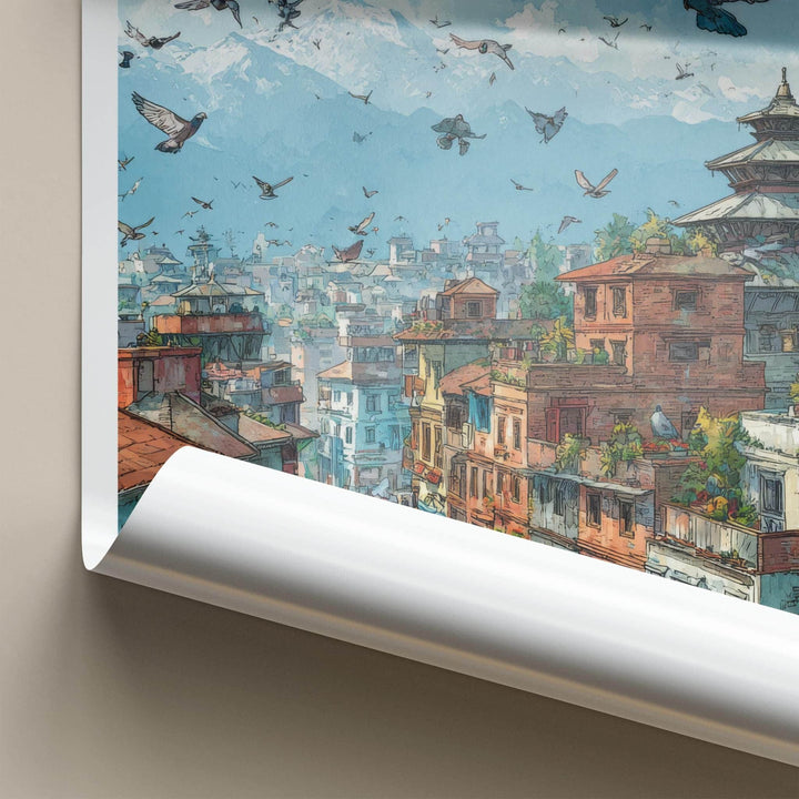 Kathmandu Poster - Nepal Travel Art - Himalayan Peaks City Home Decor