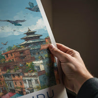 Kathmandu Poster - Nepal Travel Art - Himalayan Peaks City Home Decor