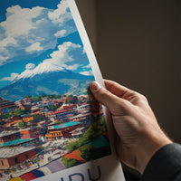 Kathmandu Poster - Nepal Travel Art - Himalayan Stupa City Home Decor