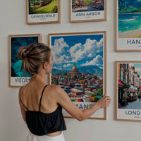 Kathmandu Poster - Nepal Travel Art - Himalayan Stupa City Home Decor